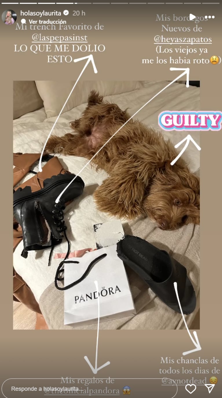 Laurita Fernández reveló “el delito” que cometió su perra Miel: “Esto pasaba anoche cuando volví”