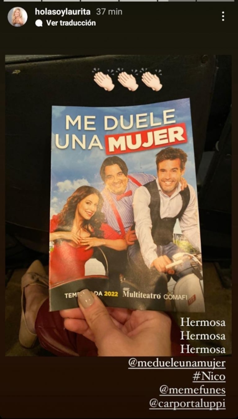 Laurita Fernández sorprendió al ir a ver a Nicolás Cabré al teatro: "Hermosa"