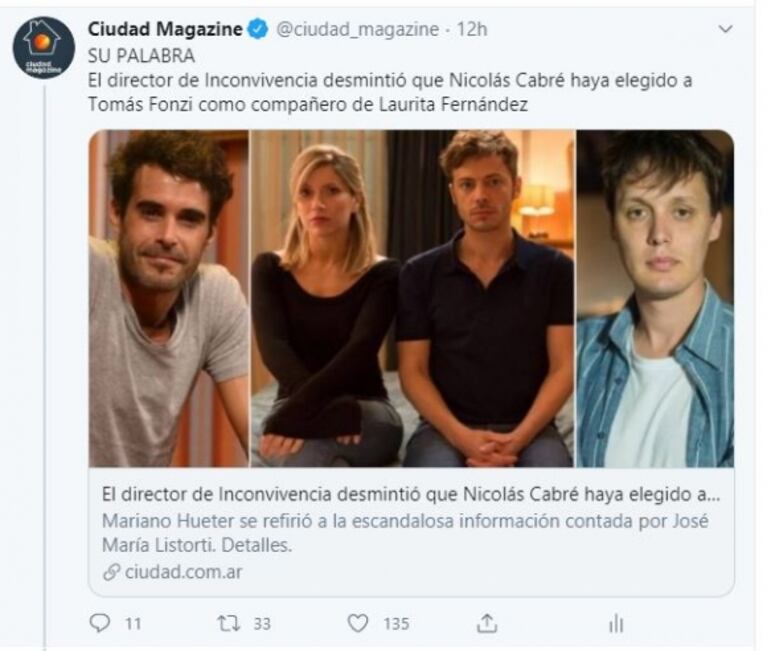 Laurita Fernández, tras la versión de que Cabré habría elegido  a Fonzi como su compañero: "No dejaría que condicionen mi trabajo"