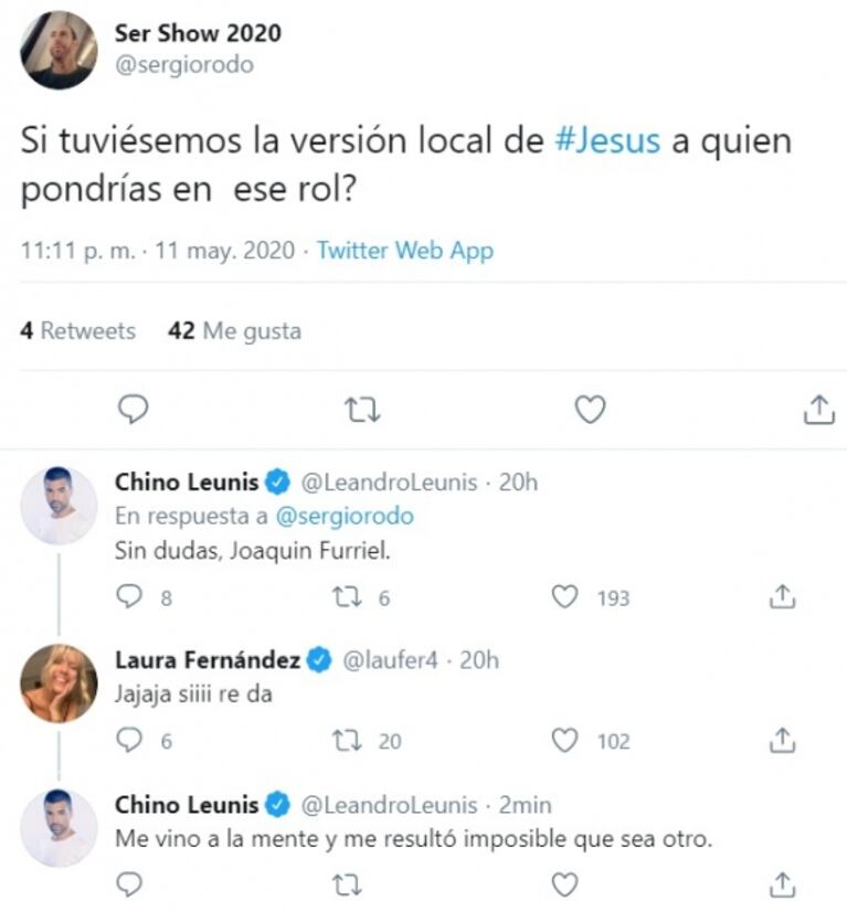 Laurita Fernández y Chino Leunis revelaron qué actor les gustaría para una versión argentina de la novela Jesús