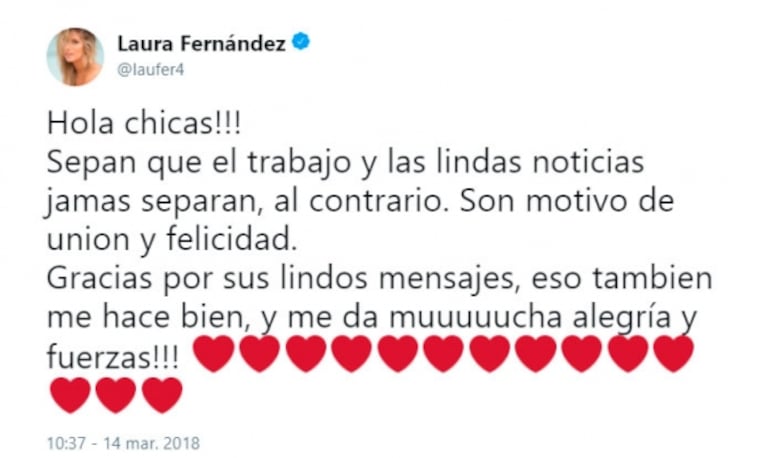 Laurita salió al cruce de los dichos de Fede Bal sobre su separación: "El trabajo jamás separa"