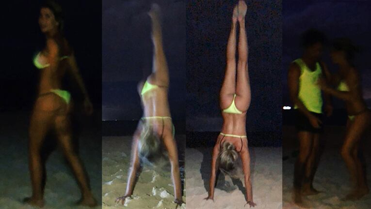 Laurita y Nicolás se divirtieron de noche ¡en la playa!