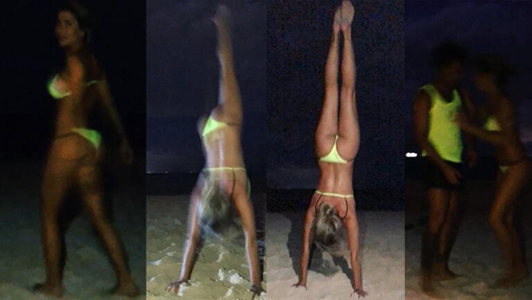 Laurita y Nicolás se divirtieron de noche ¡en la playa!