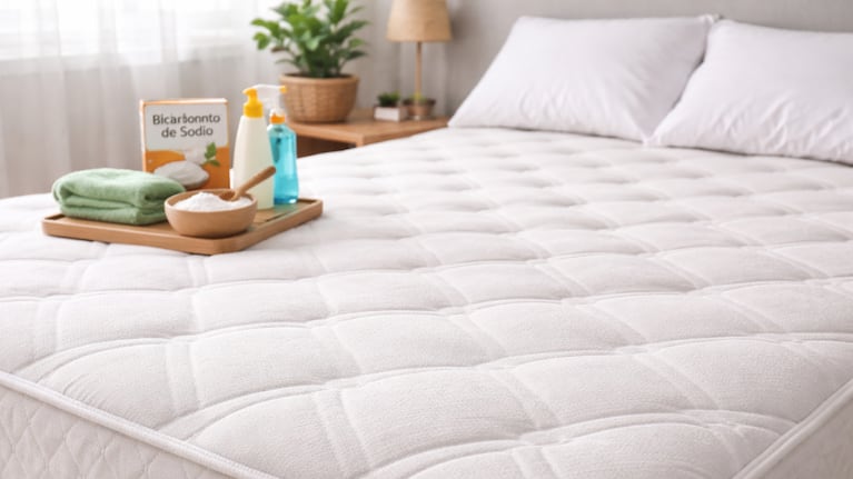 Lavar el colchón con bicarbonato: queda perfecto luego de la aplicaicón. Foto: IA