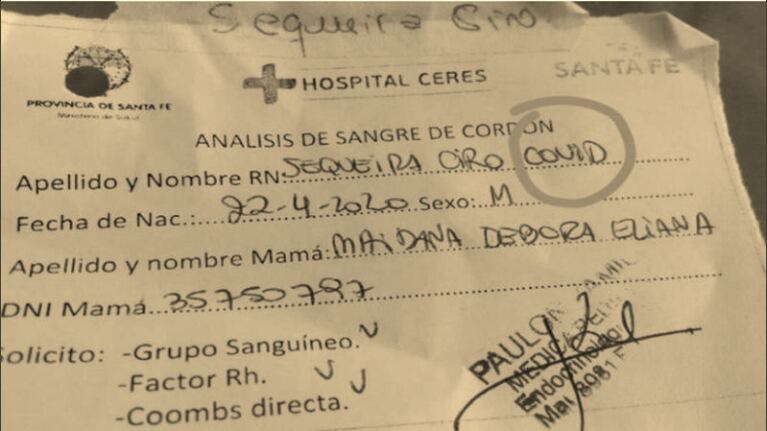 Le pusieron de segundo nombre “Covid” a un bebé en Santa Fe.