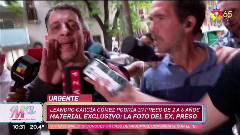 Leandro Gómez García, el ex de Lowrdez Fernández, antes de ser detenido (Foto: captura de eltrece).