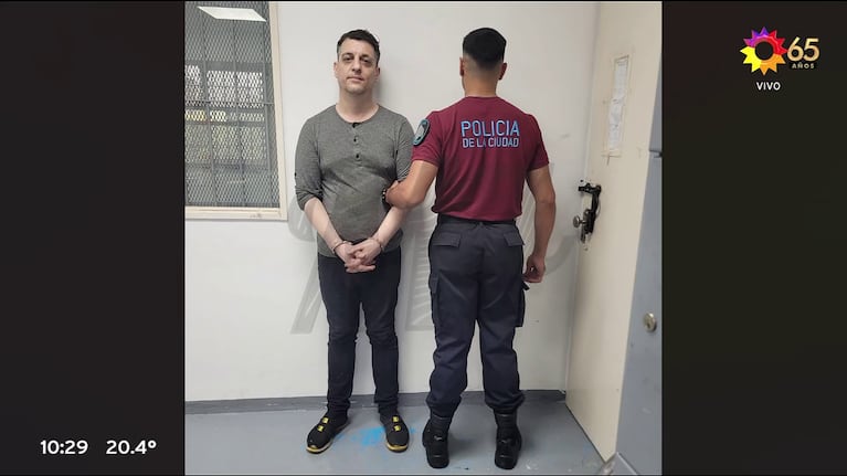 Leandro Gómez García, el ex de Lowrdez Fernández, detenido (Foto: captura de eltrece).