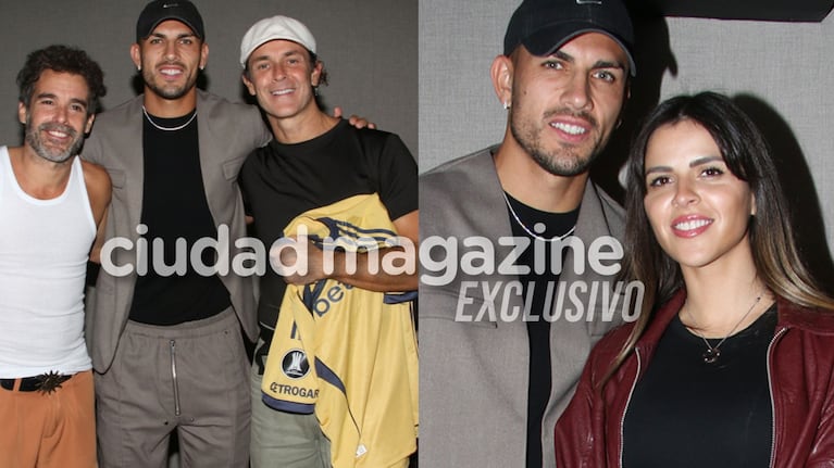 Leandro Paredes y Camila Galante fueron a ver a Nicolás Cabré, Mariano Martínez y Bicho Gómez al teatro. (Foto: Movilpress)