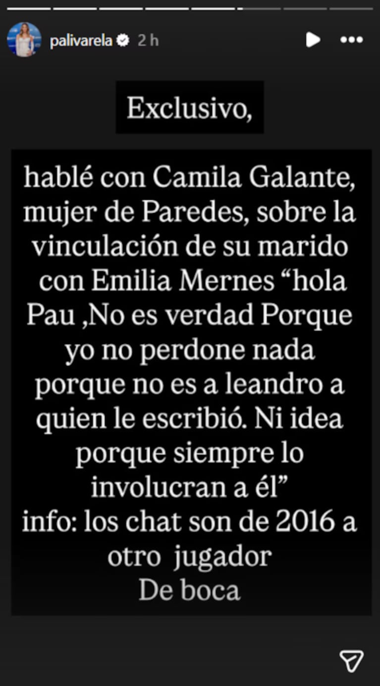 Leandro Paredes y Camila Galante rompieron el silencio tras los rumores de crisis: “Amor de mi vida” | Créditos: Instagram @palivarela