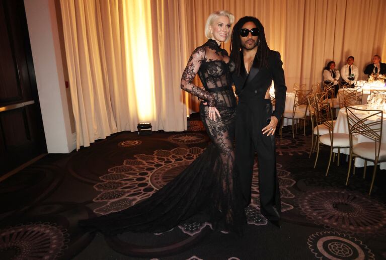 Lenny Kravitz and Hannah Waddingham attend the 81st Annual Golden Globe Awards in Beverly Hills, California, U.S., January 7, 2024. REUTERS/Mario Anzuoni