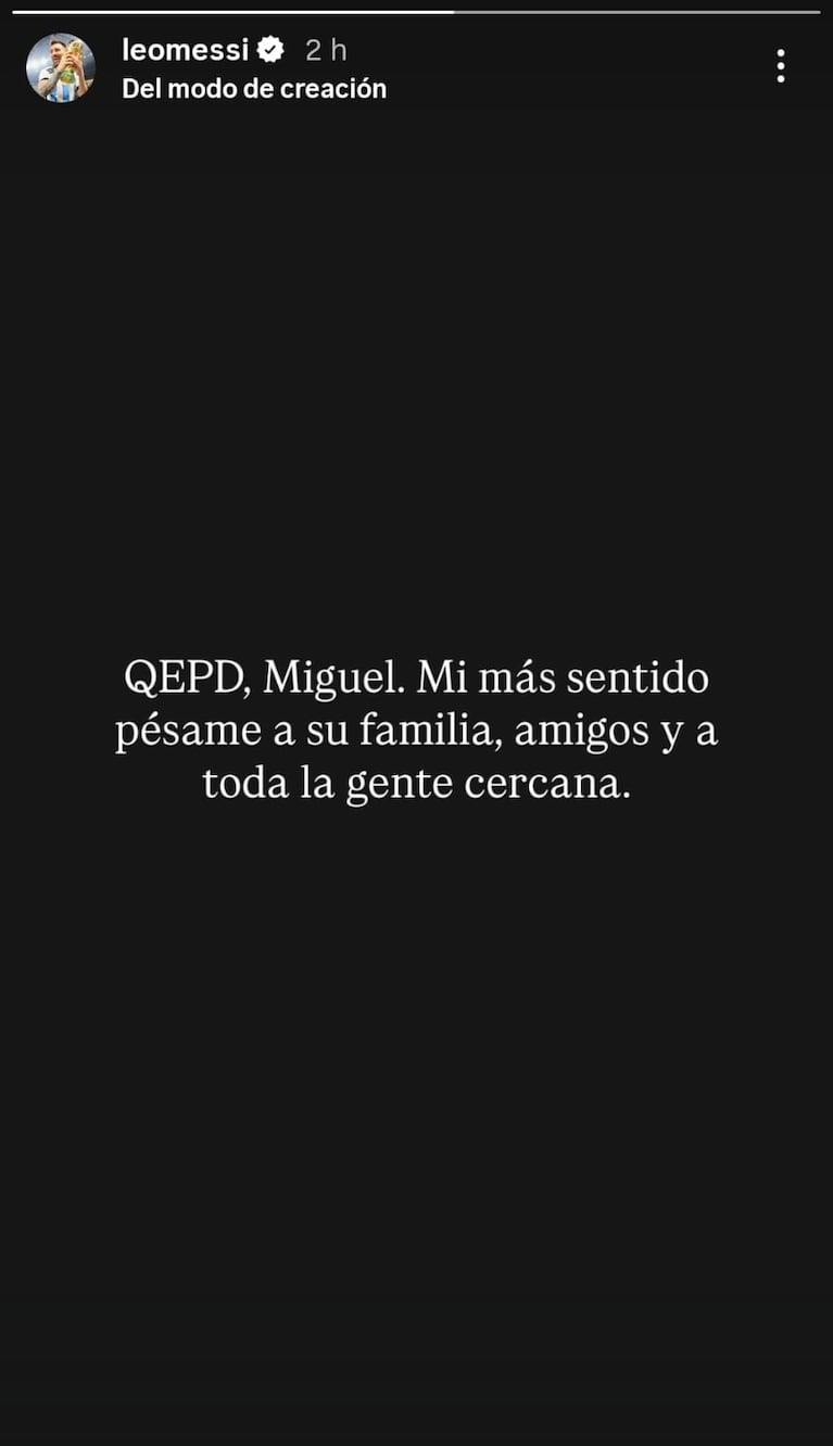 Leo Messi despidió a Miguel Ángel Russo (Foto: captura de Instagram/@leomessi).