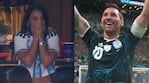 Leo Messi festejó junto a Antonella la victora de Argentina 2-1 sobre Inglaterra (captura TyC Sports)