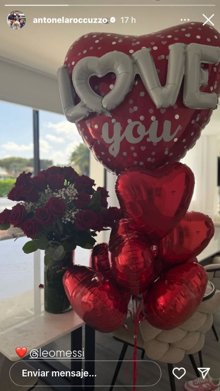 Leo Messi y Antonela Roccuzzo celebraron el Día de los Enamorados (Foto: caputras de Instagram de Antonela).