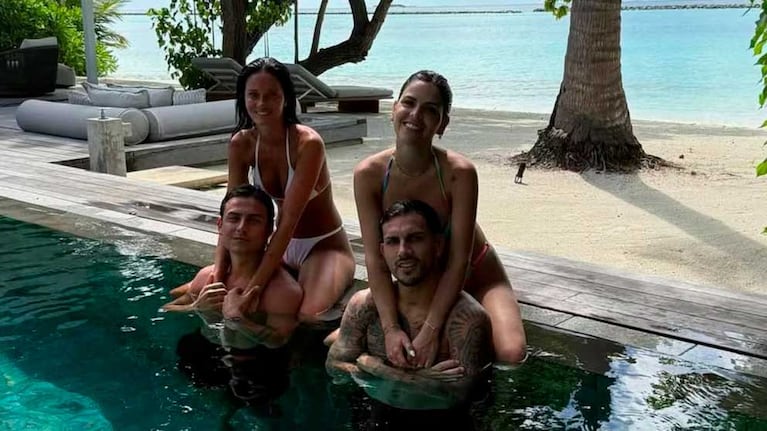 Leo Paredes , Paulo Dybala, Camila Galante y Oriana Sabatini (Fotos: Instagram qccamilagalantee)