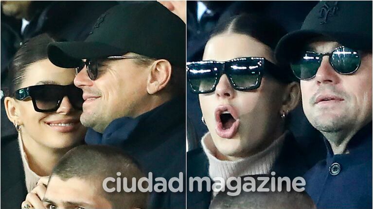 Leonardo DiCaprio y Camila Morrone, mimosos en un partido de la Champions League en París (Fotos: Grosby Group)