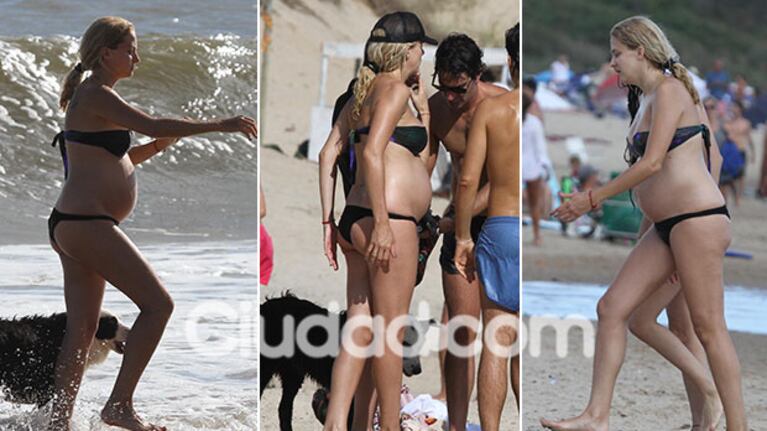 Leonora Balcarce, pancita sexy en el mar: lució su embarazo de seis meses en Punta del Este (Foto: PC3)