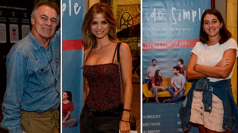 Leti Siciliani, Miguel Ángel Sola y Paula Cancio, en el estreno de Así de simple