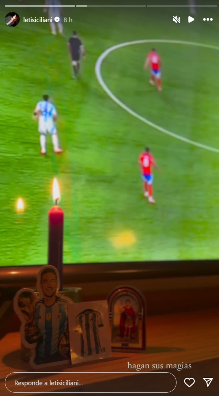 Leticia alentó a Argentina desde su casa.