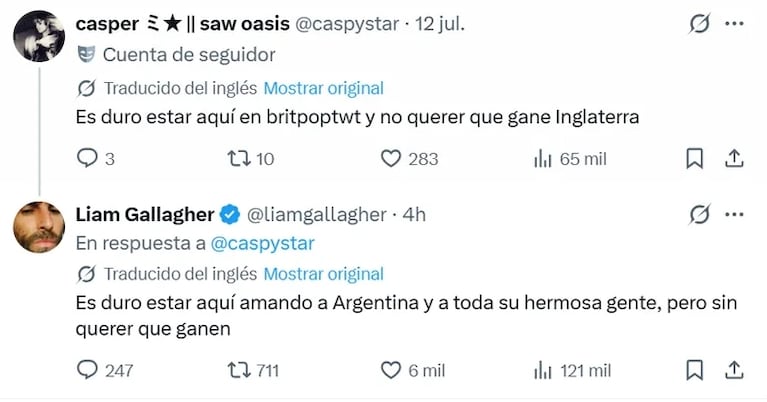 Liam Gallagher lanzó una picante predicción para Argentina vs. Inglaterra y revolucionó las redes. Crédito: X