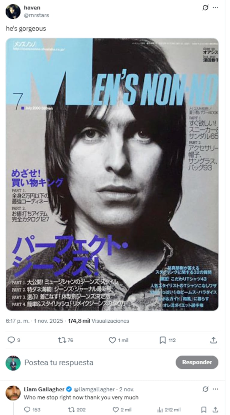 Liam Gallagher y un nuevo guiño a 15 días de los shows de Oasis en River: “Yo soy Argentina” | Créditos: capturas X