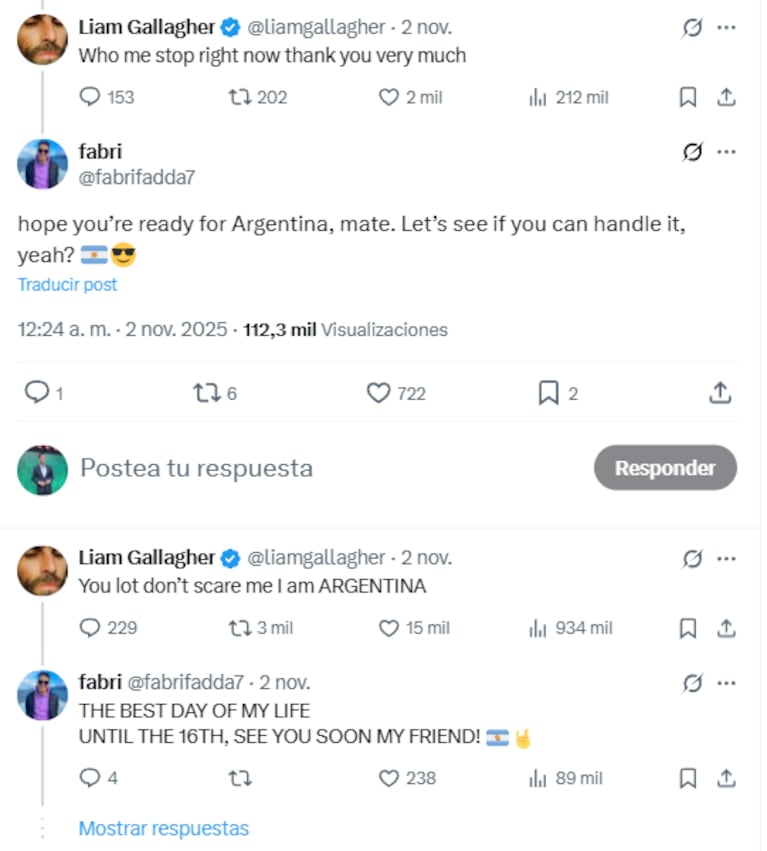 Liam Gallagher y un nuevo guiño a 15 días de los shows de Oasis en River: “Yo soy Argentina” | Créditos: capturas X