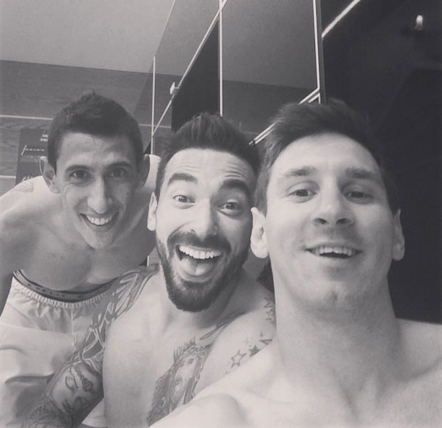 Lionel Messi junto a Lavezzi y Di María (Foto: Instagram)