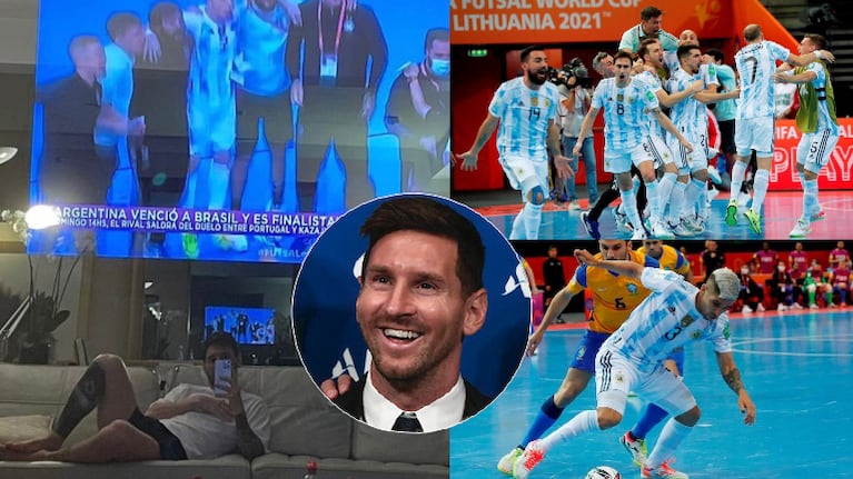 Lionel Messi mostró cómo alentó a la Argentina contra Brasil en la semifinal de Futsal en la intimidad de su casa. Foto: EFE/Instagram