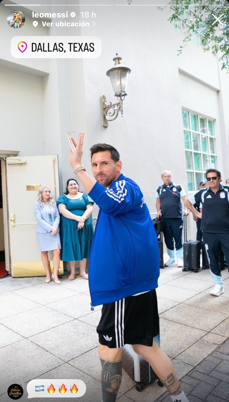 Lionel Messi mostró su look en su llegada a Dallas (Foto: Instagram/@leomessi).