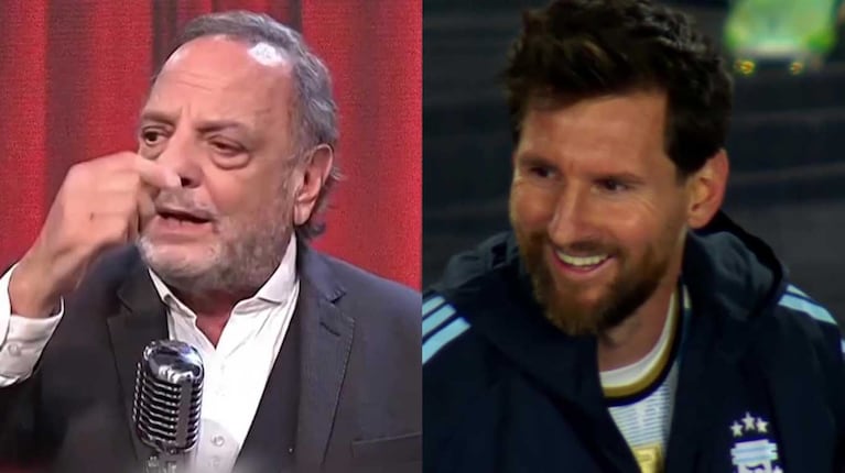 Lionel Messi y Baby Etchecopar (Fotos: capturas Telefe y A24)