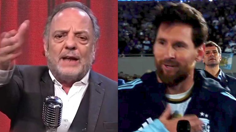 Lionel Messi y Baby Etchecopar (Fotos: capturas Telefe y A24)