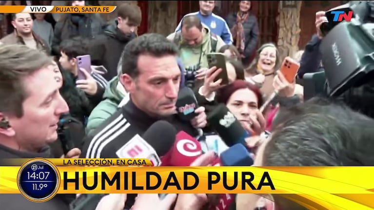 Lionel Scaloni habló con la prensa tras llegar a su pueblo natal (Foto: captura de TN).