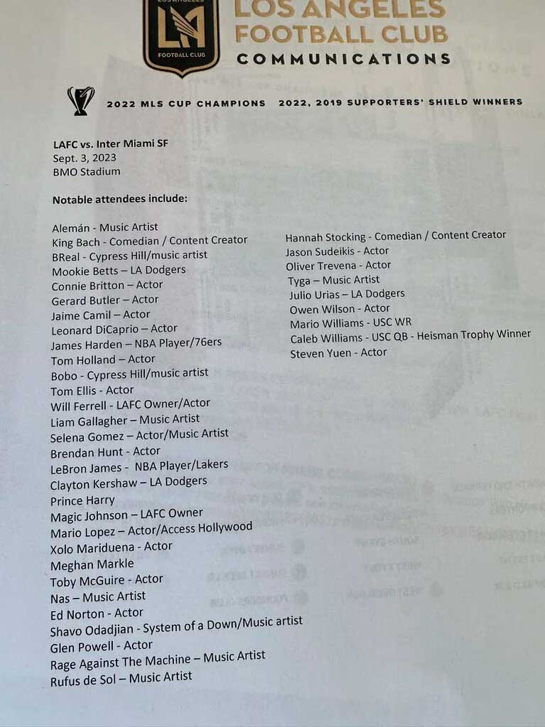 Listado de celebridades para ver a Messi (Foto: captura Twitter)
