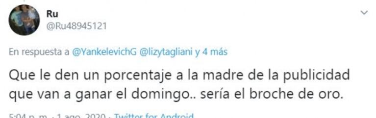 Lizy Tagliani cruzó a un seguidor que criticó el homenaje en TV a La Floppy: "Su mamá no necesita más que respeto"