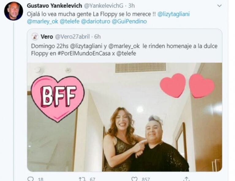 Lizy Tagliani cruzó a un seguidor que criticó el homenaje en TV a La Floppy: "Su mamá no necesita más que respeto"