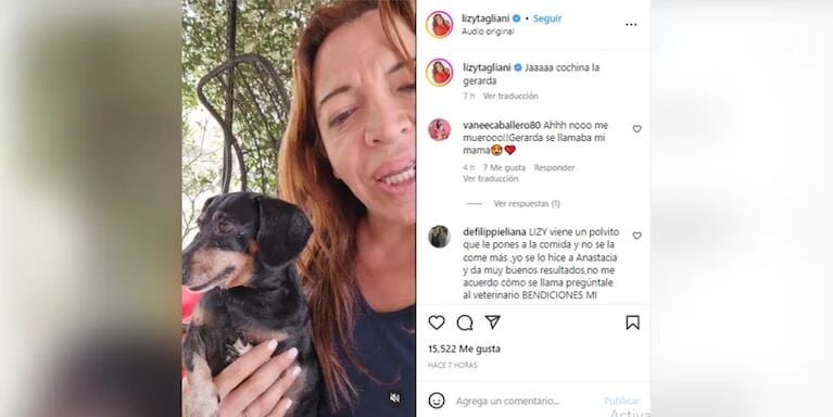 Lizy Tagliani en sus redes sociales.