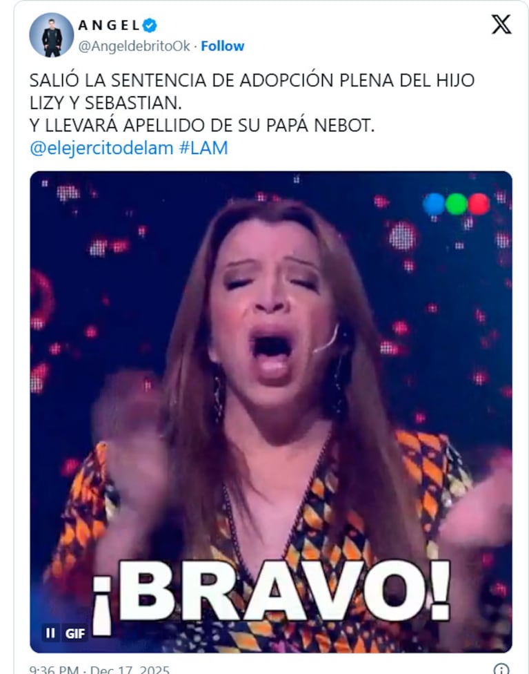 Lizy Tagliani es legalmente la mamá de Tati (Foto X)