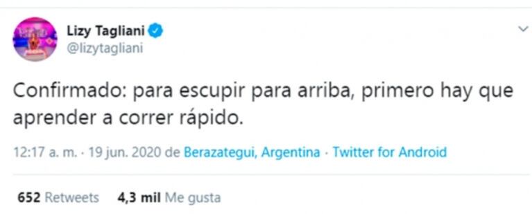 Lizy Tagliani, filosa tras la noticia de coronavirus en América: "Para escupir para arriba, hay que correr rápido"