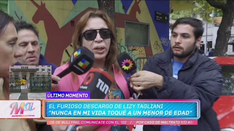 Lizy Tagliani habló con la prensa (Foto: captura de eltrece).