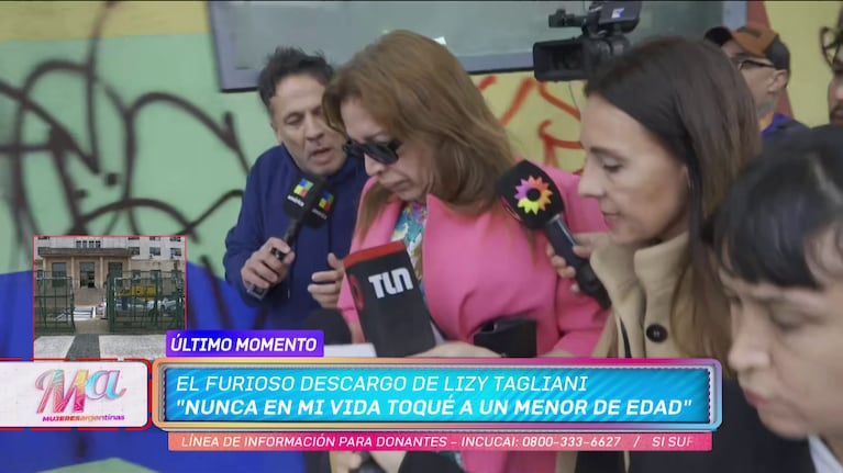 Lizy Tagliani habló con la prensa (Foto: captura de eltrece).