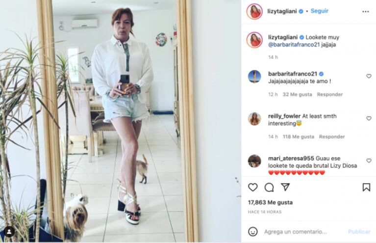 Lizy Tagliani mostró su look inspirado en Barby Franco y la modelo reaccionó: "Te amo"