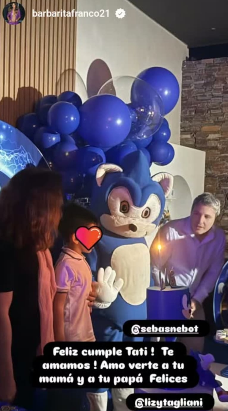 Lizy Tagliani y Sebastián Nebot celebraron los 6 años de su hijo Tati (Foto: Instagram @barbaritafranco21)