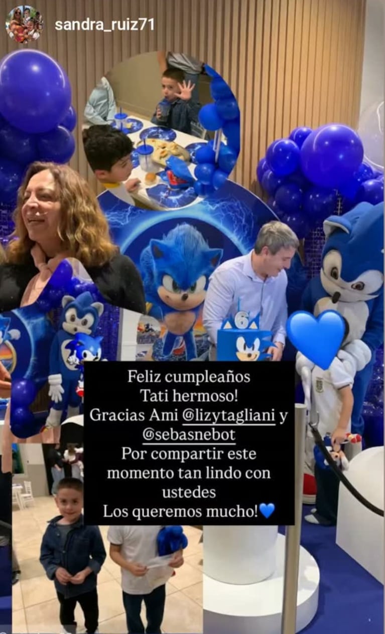 Lizy Tagliani y Sebastián Nebot celebraron los 6 años de su hijo Tati (Foto: Instagram @sandra_ruiz71)