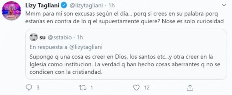 Lizy Tagliani y su fuerte mensaje cuestionando a los que van a San Cayetano y critican a la Iglesia: "¿Por qué somos tan contradictorios?"