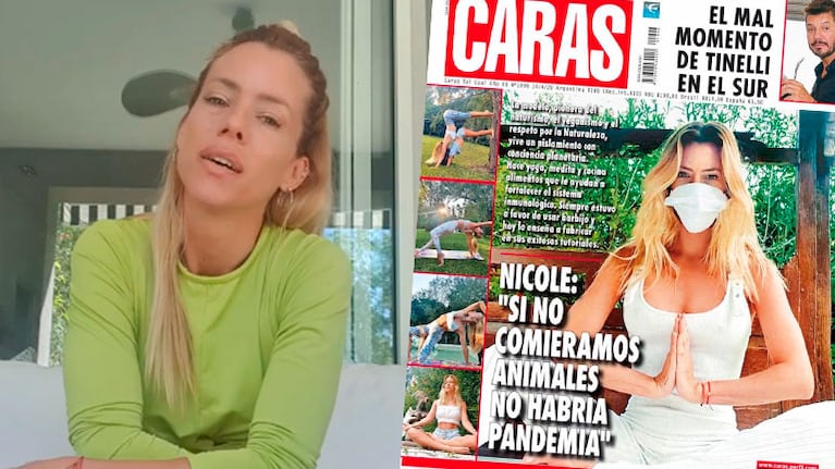 Llamativa tapa y declaración de Nicole Neumann, usando un barbijo: Si no comiéramos animales no habría pandemia