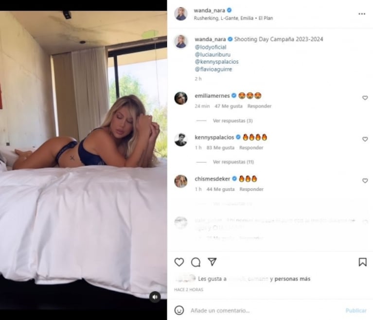 Llamativo posteo de Wanda Nara al mostrar un adelanto de una campaña en ropa interior con un tema de L-Gante