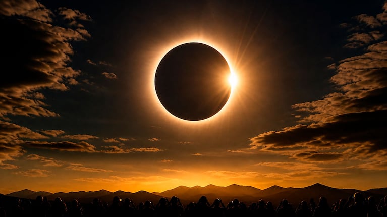 Llega el eclipse solar más extenso del siglo (Foto creada con IA)