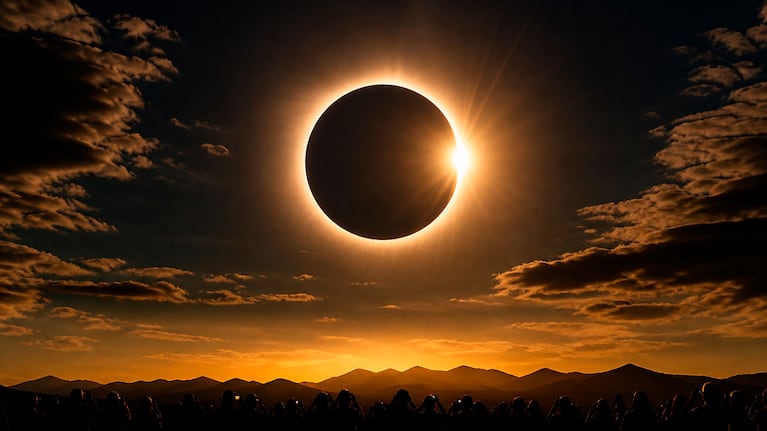 Llega el eclipse solar más extenso del siglo (Foto creada con IA)