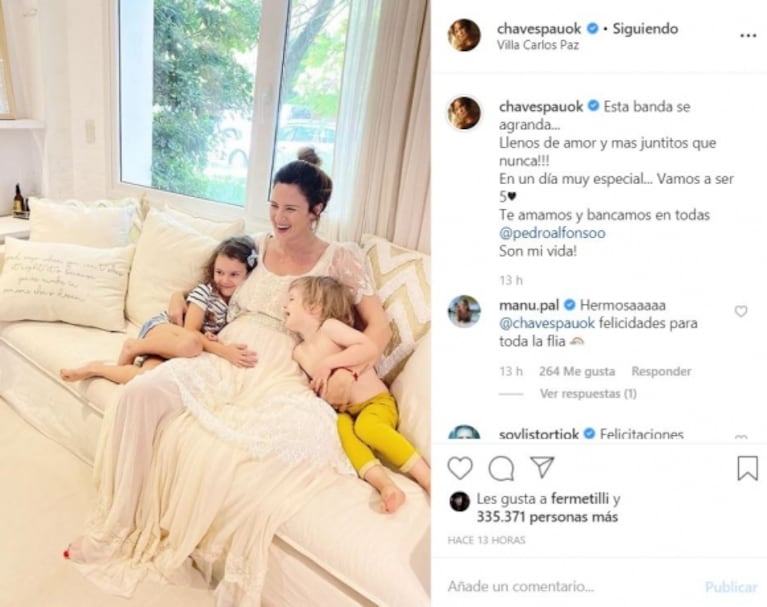 ¡Lluvia de likes! Los famosos colmaron de mensajes públicos a Paula Chaves, tras anunciar su tercer embarazo