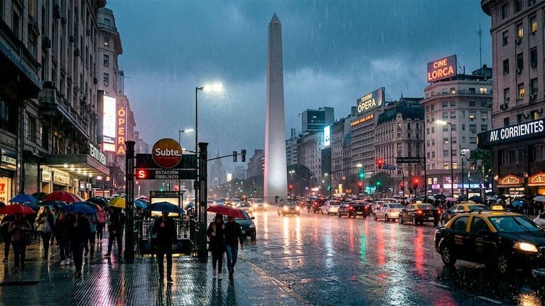 Lluvias en el AMBA: qué pasará con la temperatura y hasta cuándo habrá precipitaciones (foto creada con IA)