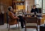 Lo Dejamos Acá. (L to R) Diego Peretti as Martín Bouchard, Ricardo Darín as Bruno Verón in Lo Dejamos Acá. Cr. Alan Roskyn / Netflix © 2026